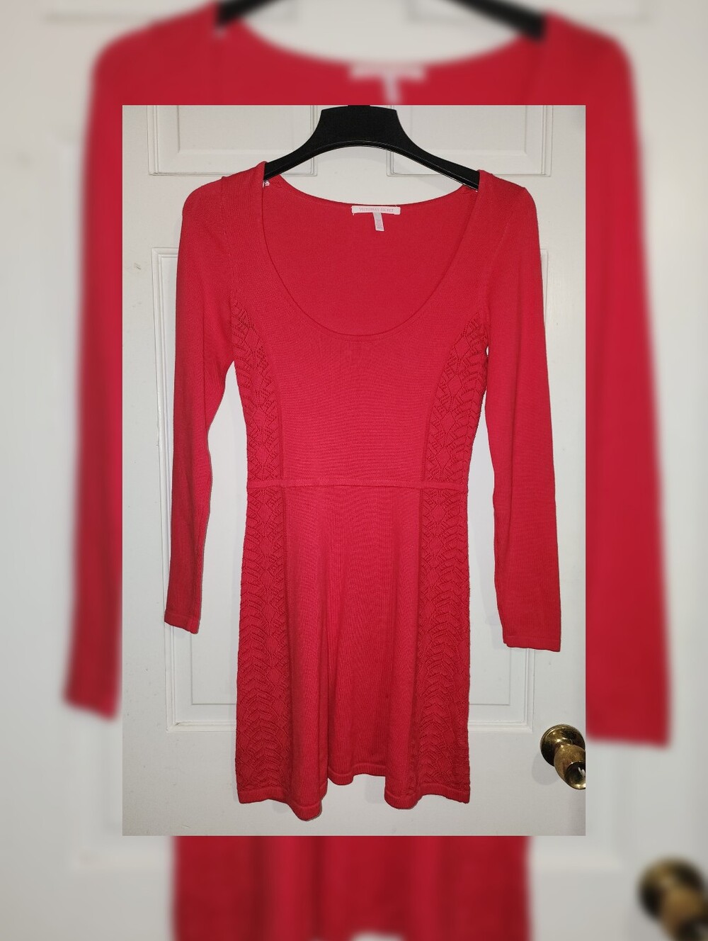 Vintage Victoria's Secret Long-Sleeve Knit Pointelle Panel Mini Dress XS Nwot - Picture 2 of 9